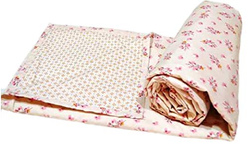 Trance Home Linen Pure Cotton Reversible Dohar Single Bed Size | AC Blanket Comforter | Soft Light-Weight Bed Blanket (56 x 88 inch, Beige Pink, Pack of 1)