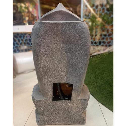 Shawshank Water Fountain Grey Temple Buddha Water Fountain Indoor Fountain for Home Office Living Room Dcor with LED Lights and Water Pump Set