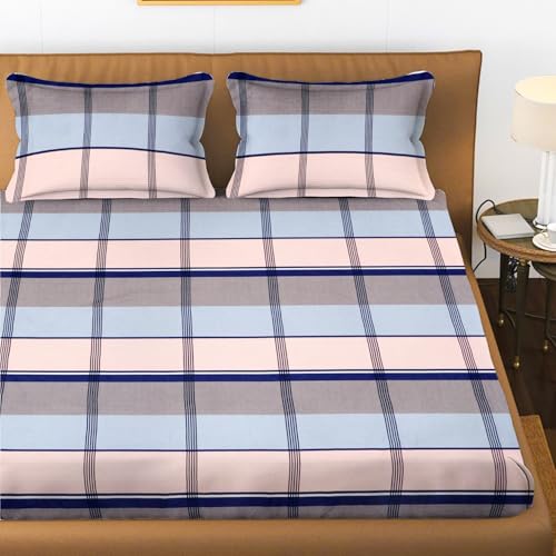 PL Homes Microfiber All Around Elastic Printed Fitted Bedsheets with 2 Pillow Covers for King Size Double Bed, Size - 72 x 78 Inches, Multicolour