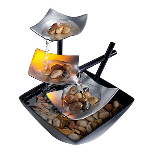 CALANDIS Tabletop Fountain Meditation Illuminated Flowing Water Fountains Home Decor