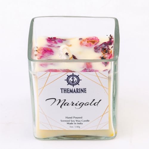 THEMARINE Marigold Scented Soy Wax jar Candle | Natural Soy Wax | No Smoke Wick