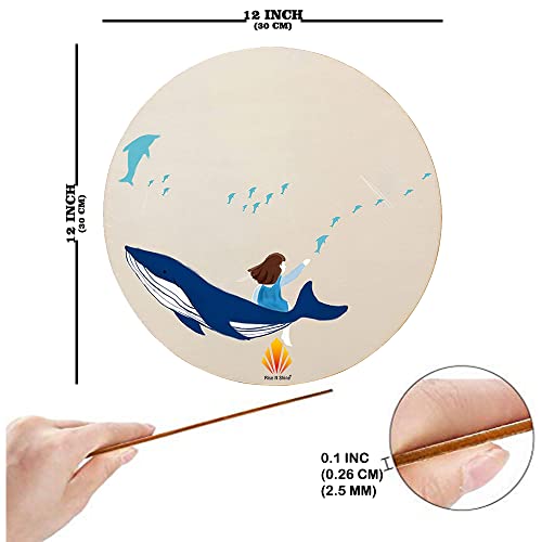 Rise n Shine Round Circle MDF Pine Wood 2.5mm Thick 12 inch MDF Board for Art and Craft Unfinished Round Wood Slices for Resin Art, Mandala Art,Pyrography, Painting (12 INCH, Set of 5)