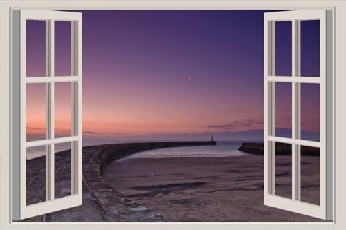 JVERF - JZZA24021 Lighthouses Sea Coast| Self-Adhesive Open Window Wall Sticker