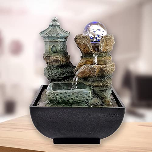 SECRET DESIRE Water Fountain with Led Lights Desktop Fountain Home Decor Ornament Style 2