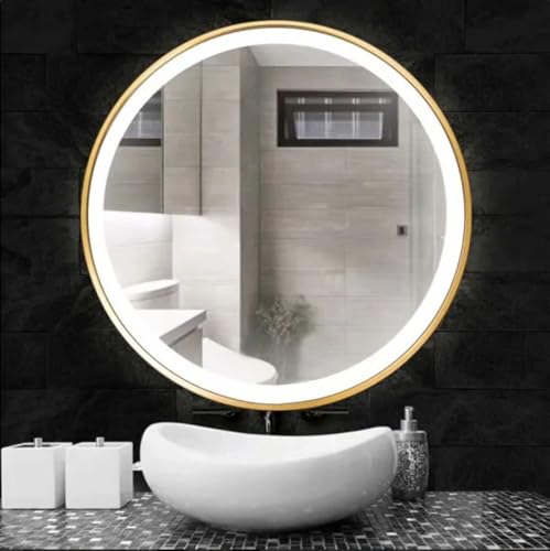 TINITALO Bathroom LED Mirror Home Mirror Wall Mirror with Touch Sensor, 3 Light Effects, Glass, Round LED-75 (18 x 18 Inch)