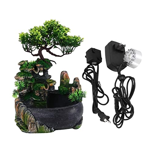 ATORSE® Desk Fountain Rockery Flowing Water Fountains with Light Ornament with Mist