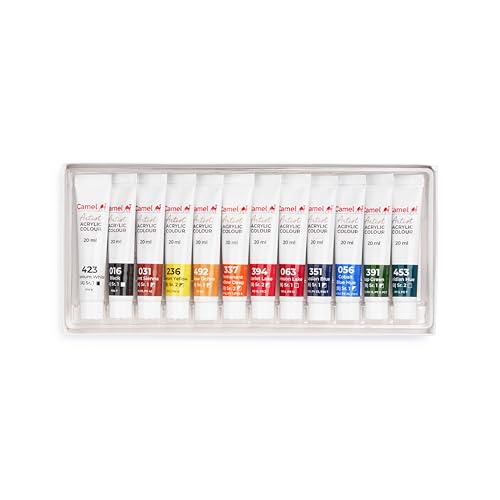 Camel Acrylic Color Box - 20ml Tubes, 12 Shades