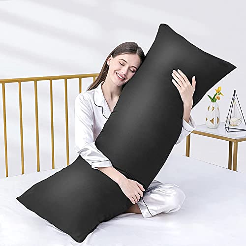 ATOOTFUSION Polyester Luxury Full Body Pillow Insert - Ultra Soft Body Pillow For Sleeping - Breathable Long Bed Pillow Insert, 20"X54" (Black)