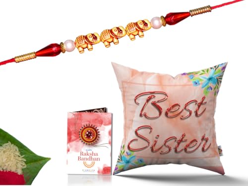 Pillow Rakhi for Brother with Gift - Rakhi with Rakhi Cushion with Filler Greeting Card- Rakhi for Brother, Gifts for Brother, Gifts for Rakhi, Gifts for Rakshabandhan Rakhi Gifts-CH-SIS-27-PE