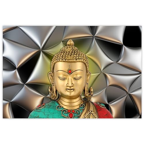 Indianara Rolled Sparkled Gautam Buddha Art Print for Room Décor Digital Reprint 36 inch x 24 inch Painting (10742PST)