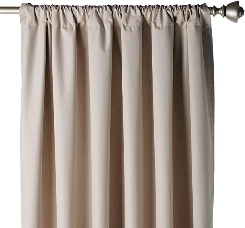 amazon basics Polyester Solid Room Darkening Blackout Curtain Set of 2 with Tie Backs - 245 GSM - (7 Feet - Door) 52' x 84', Taupe, Rod Pocket Curtains