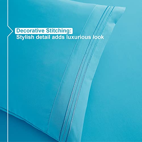 Twin , Beach Blue : Bed Sheet Bedding Set, Twin Single Size, Beach Blue (Teal), 100% Soft Brushed Microfiber Fabric with Deep Pocket Fitted Sheet, 1800 Luxury Bedding Collection, Hypoallergenic & Wrinkle Free Bedroom Linen Set By Nestl Bedding