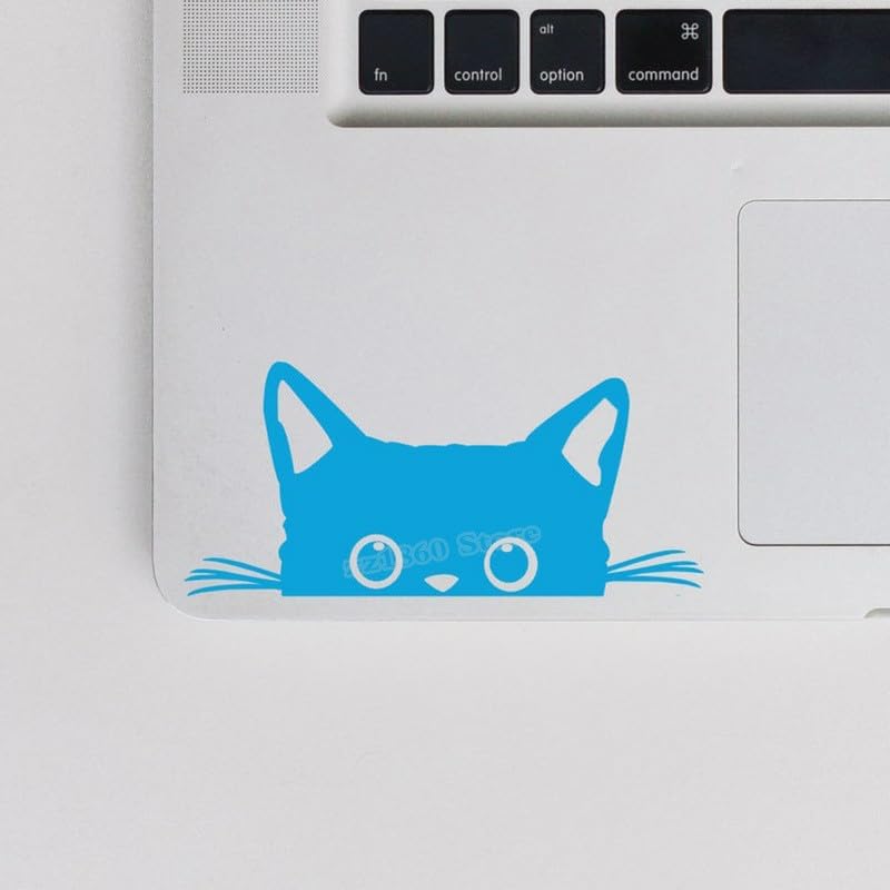 GADGETS WRAP Vinyl Notebook Computer Decal Peeking Cat Vinyl Light Blue