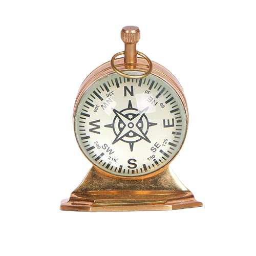 Antique Anchor London Dail Clock Brass Body Trophy Stand with Spherical Lens Glass (Dial Size 5 cm Diameter,)