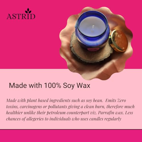 Astrid Detoxification Blue Jar Candle | Organic Soy Wax | Long Lasting Fragrance | Ideal for Home Decor & Gifting