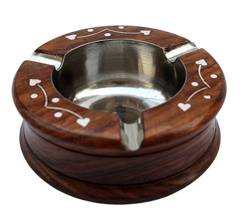 Swankique Best Design Wooden Cigarette Ashtray (Brown, 3.7 x 3.7 x 0.9 inches)