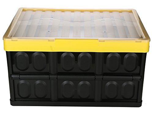 BUCKLE UP Multipurpose Foldable Storage Box with Lid (Yellow and Black)