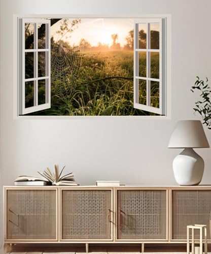 JVERF - JZZA24235 Morning Grass Spider Web| Self-Adhesive Open Window Wall Sticker