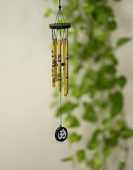 B Craft vastu Feng Shui om Wind Chime Windchime with Good Sound for Positive Vibrations and Energy at Home and Office with Good Sound 5 Pipe Positive Energy 36 cm (Golden, Metal)