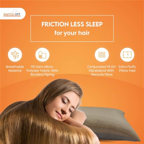 Switch-off Smart Adjustable Mush Color Pillow,Discover The Perfect Pillow for Your Best Night's Sleep (17X27Inch) (Pack of 6, Beige and Grey)