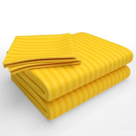 Cool Dealzz Cotton Satin Stripes Plain Bedsheet with Two Pillow Covers for Home, Hotels and Guest House (Color: Yellow -90X100 bedsheet and 17x27 Pillow Cover