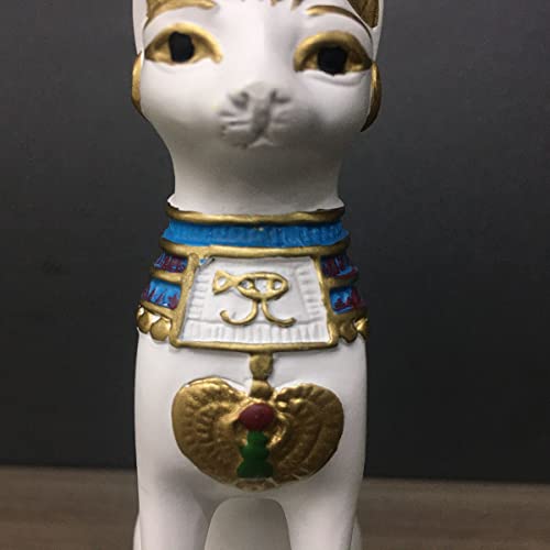 Artgenius Egypt Bastet Cat Statue Egyptian Kitty Godness Collective Figure Sculpture (White, 5.1IN)