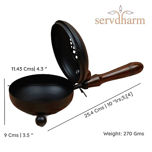 ServDharm Dhoop Dani Dhuni Loban Burner, Diameter 4.3(Metal, Round, black)