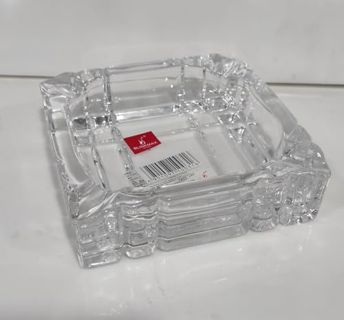 PIRU Square Heavy Glass Crystal Ashtray For Indoor, Ash Trays For Smoking For Home, Ashtray For Cigarette Stylish, Ashtray For Home, Car Ashtray, PACK-1