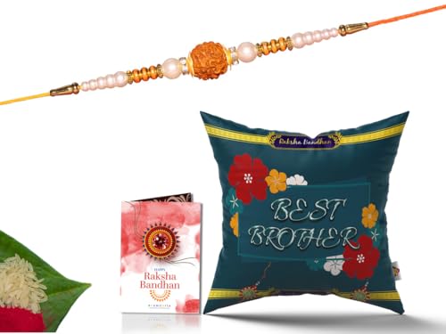 Pillow Rakhi for Brother with Gift - Rakhi with Rakhi Cushion with Filler Greeting Card- Rakhi for Brother, Gifts for Brother, Gifts for Rakhi, Gifts for Rakshabandhan Rakhi Gifts-CH-BBO-30-PB