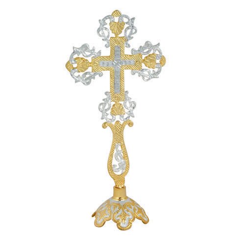 Altar Table Standing Two Tone Brass Cross (9370 GN)