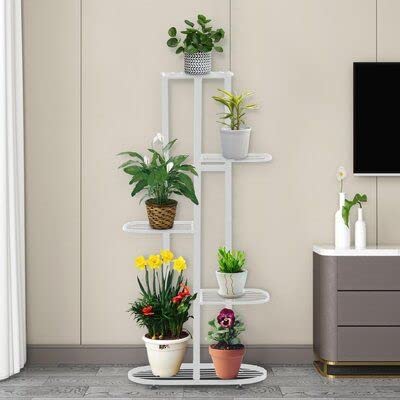 Trendy Decor Attractive Multi Tired Plant Stand Indoor/Outdoor, Multipurpose Stand, Racks, Planter Stand (90X25X47) (White)