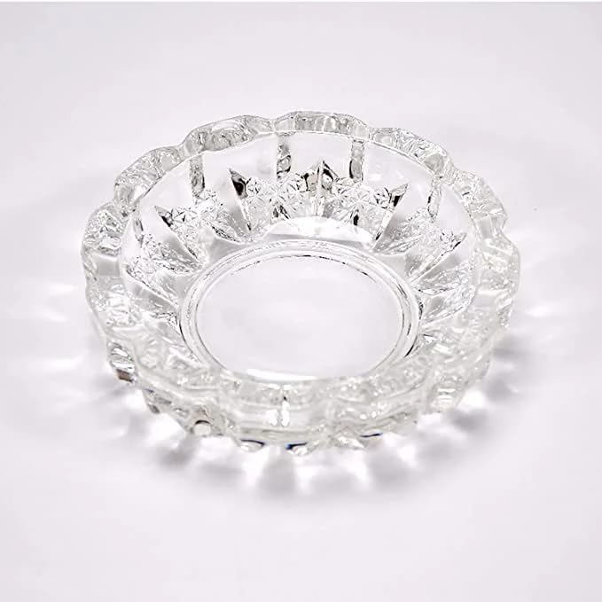 Ashritha Ashtray, 1 Round Glass Ash Tray, Stylish Modern Clear Glass Ashtray for Smoking, Home, Car