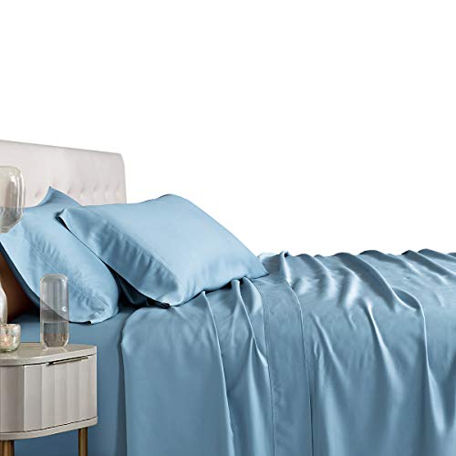 Silky Soft bed sheets 100% Rayon from Bamboo Sheet Set Blue/King-Pillowcases AD