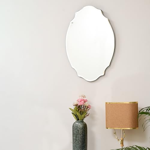 AMI Oval flower Designed Wall Mirror for Bedroom Livingroom & Bathroom