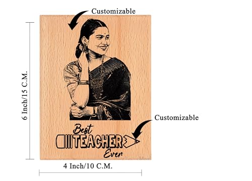 Shivansh Gifts Wooden Engraved Photo Frame Gift For Teachers,Customize Gift For Teachers (4 x 6 Inch)