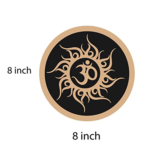 DOTME OM Flames Wooden With Vinyl Sticker Design Decorative Circle Shape Wall Decor For Home Kids Bedroom Living Room Kitchen Hall DIY Art L x H 8 x 8 INCH