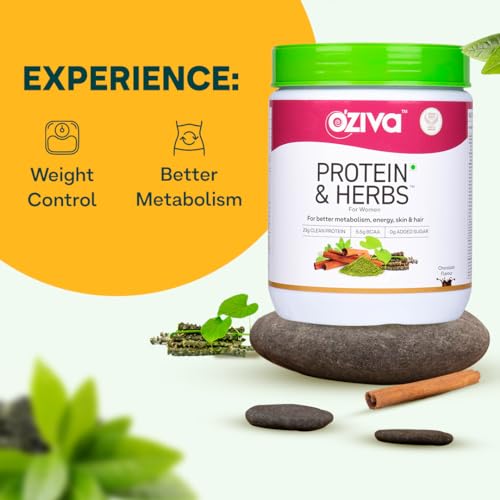 OZiva Protein & Herbs for Women (Cafe Mocha) to Reduce Body Fat, Manage Weight & Metabolism | Protein Powder for Women with 23g Whey Protein, No Added Sugar, Certified Clean 1lbs