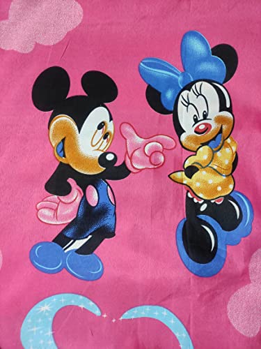 Soniasaa Prime Collection 180TC Cotton-Blend 1 Double Bedsheet with 2 Matching Free Pillow Covers Micky Mouse Cartoon Design (Baby Pink)