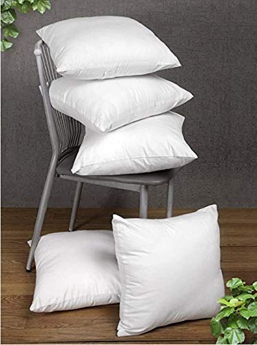 LASER WINGS Cotton Cushion, 24 x 24 Inches, White, Set of 5