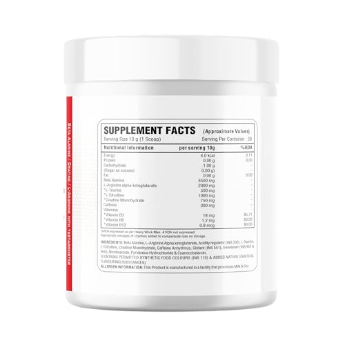 FITFLOW Pre-Workout Supplement, Boost Energy & Focus, Enhanced Performance, 30 Servings, 300g, Fruit Punch Flavour