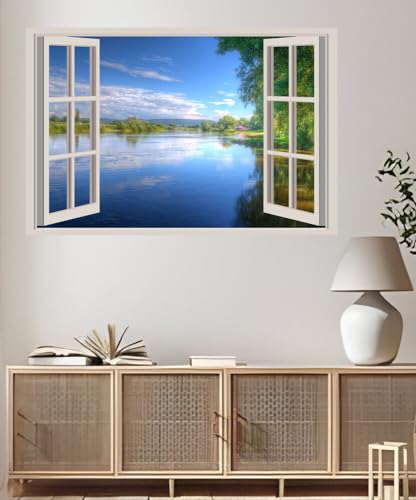 JVERF - JZZA22329 Germany Summer Rivers| Self-Adhesive Open Window Wall Sticker