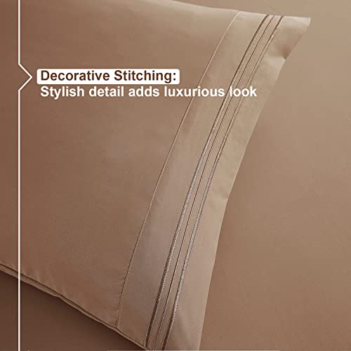 RV/Short Queen , Taupe : Bed Sheet Bedding Set, RV Short Queen, Taupe, 100% Soft Brushed Microfiber Fabric Deep Pocket Fitted Sheet, 1800 Luxury Bedding Collection, Hypoallergenic & Wrinkle Free Bedroom Linen Set