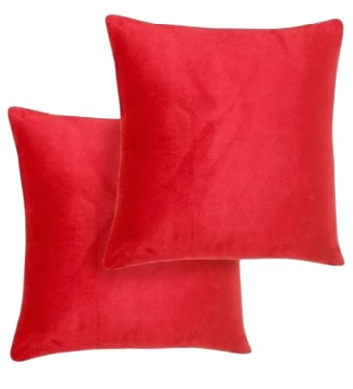 Amazon Brand Cushions, for Sofa, Cushion Pillow, Cushion Complete Cushion 12 inch x 12 inch, Hollow Fiber Sofa Cushions Set of 1, (Colour - Red Cherry (1)