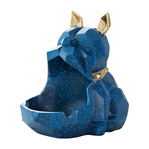 MYADDICTION Geometry Shar Pei Ashtray Centerpiece Statue for Indoor Outdoor Desk Gift Blue