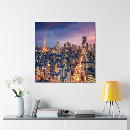 GADGETS WRAP Canvas Gallery Wrap Framed for Home Office Studio Living Room Decoration (17x17inch) - Tokyo City