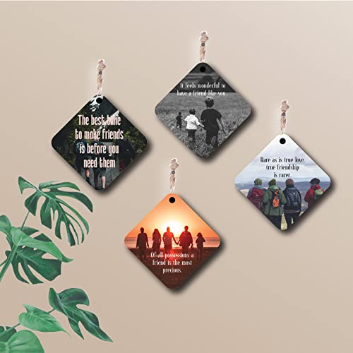 woopme® 4 PCs Friends Love Quotes Printed Wall Hanging For Home Office Restaurant Hall Wall Decor (8 x 8 Inch)