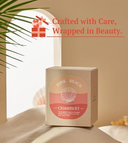 CHAMBERY Pink Beach Candle 9.17oz | Sunrise/Sunset at The Bahamas’ Hubble Island in Premium Tin | Fresh Clean Fragrance for All Seasons | Soy Wax with Lead-Free Cotton Wick | 55-Hour Burn