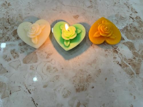 TWINKLING DECOR Scented Heart with Rose Floating Soy Wax Candle (Set of 5) 6 * 3CM