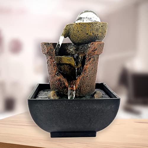 SECRET DESIRE Water Fountain with Led Lights Desktop Fountain Home Decor Ornament Style 8