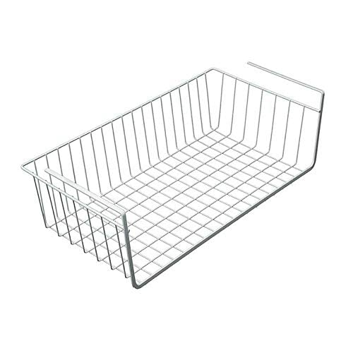 Go Hooked Vime Powder Coated Iron Multipurpose Under Tiered Shelf Cabinet/Undershelf Organiser Basket Storage Rack (16", White) - Pack Of 2